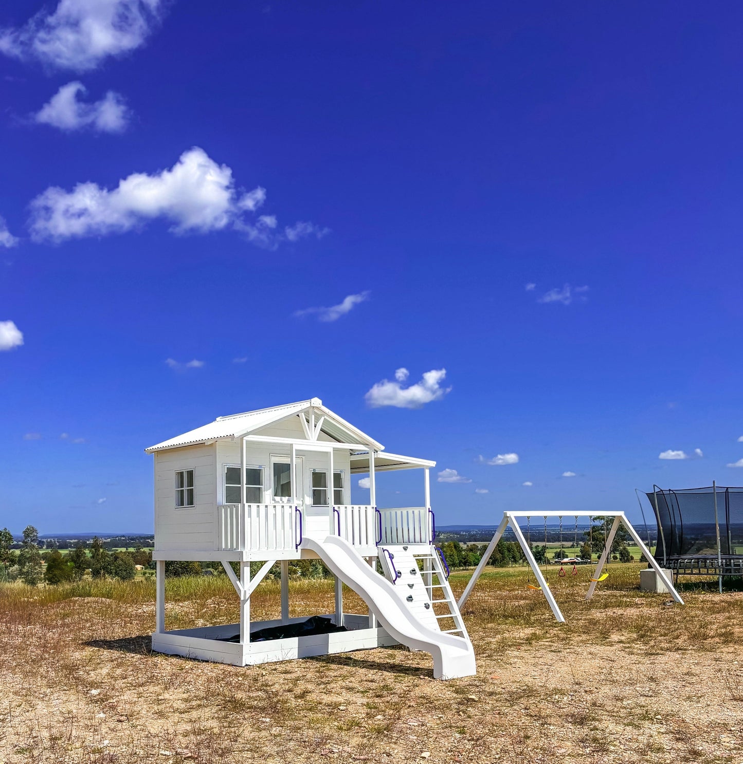 Commercial Triple Swing Set with Timber Legs