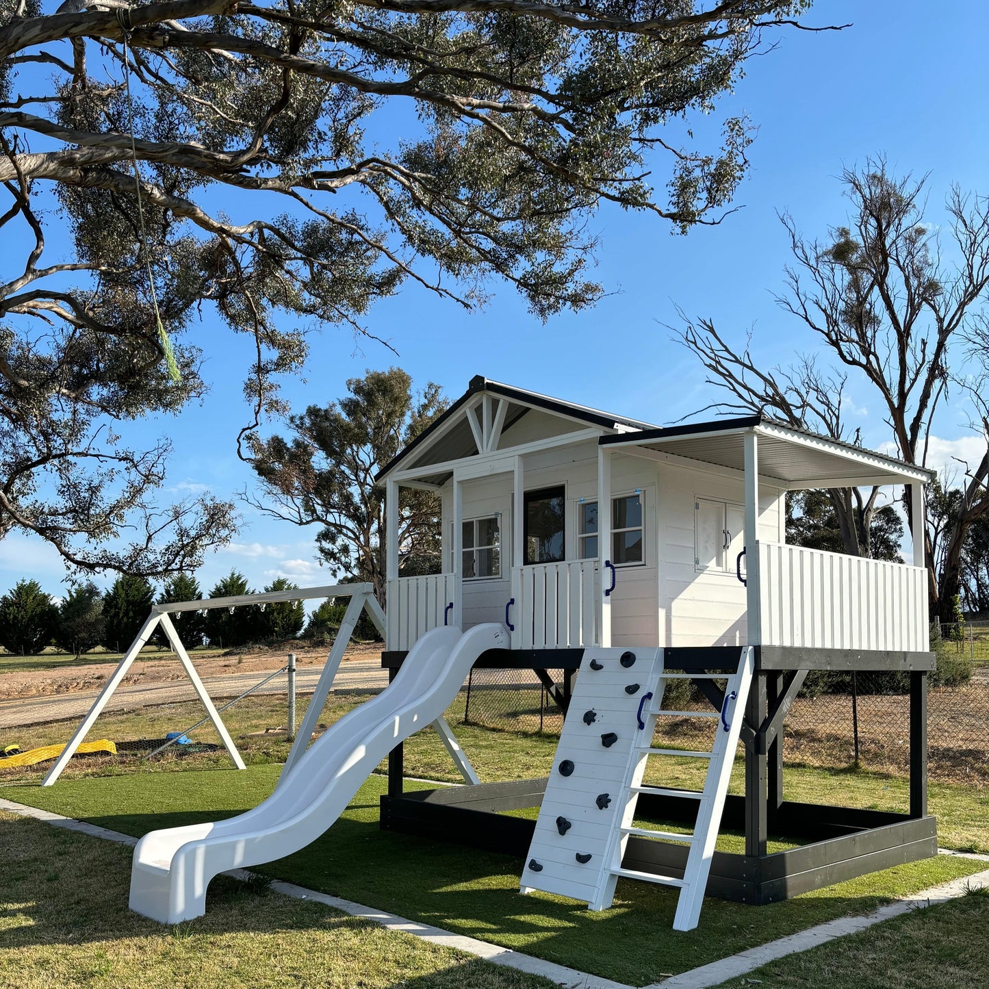 Commercial Triple Swing Set with Timber Legs
